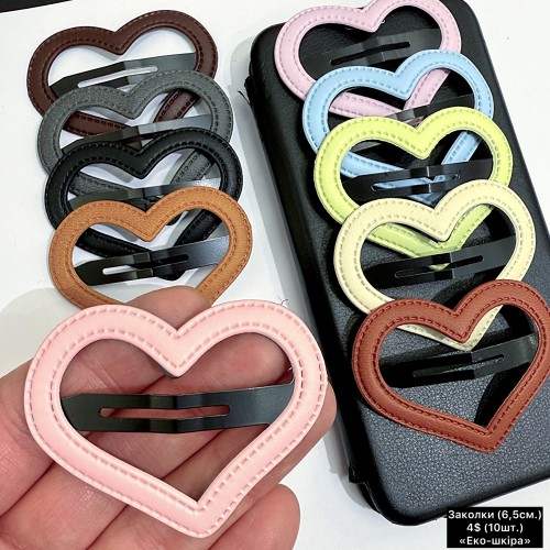 Дитячі заколки 10270 (6,5см.) Ціна за 10 шт. «Еко-шкіра»